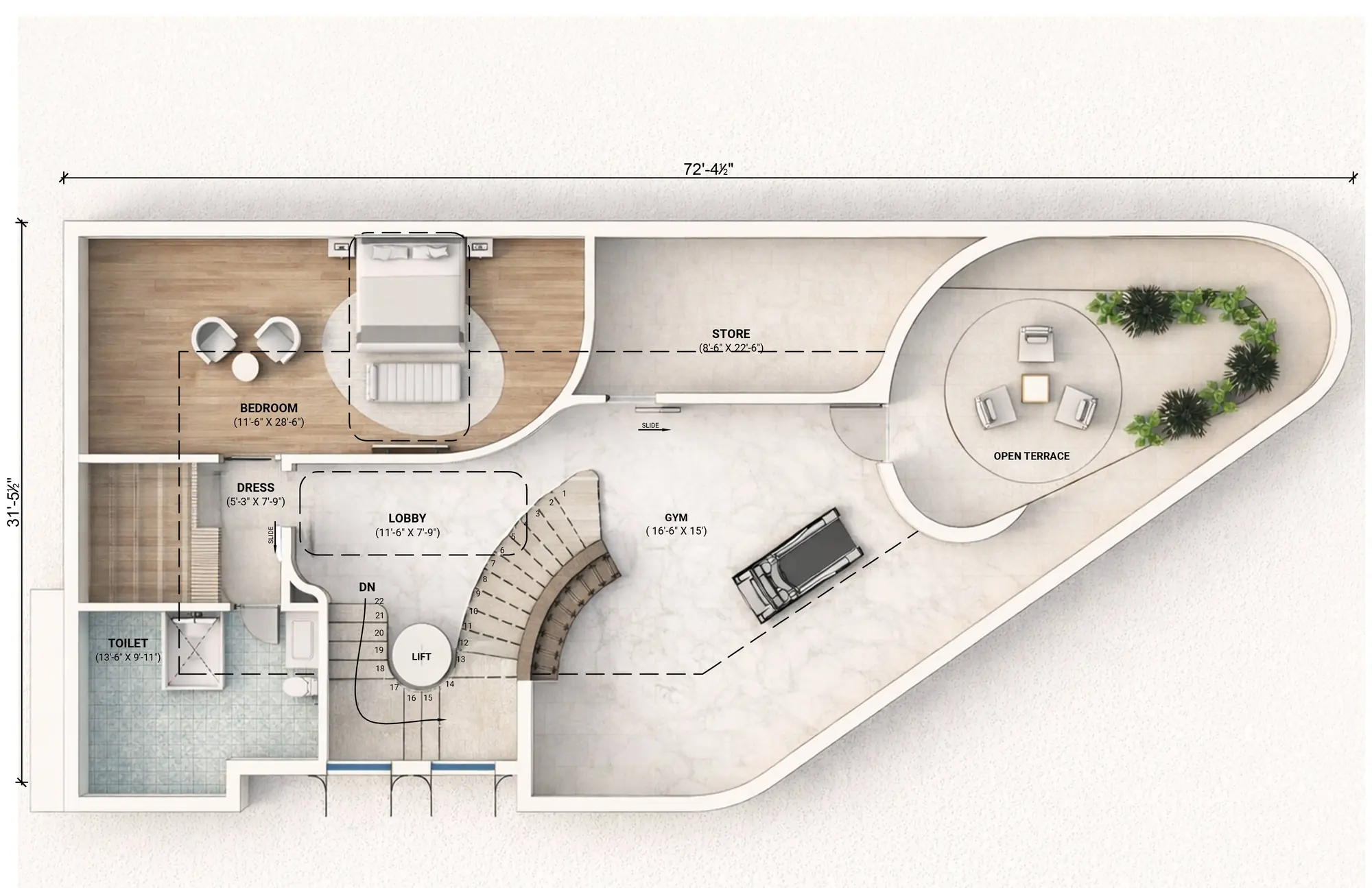 Villa Petra & Villa Cortina attic floor plan