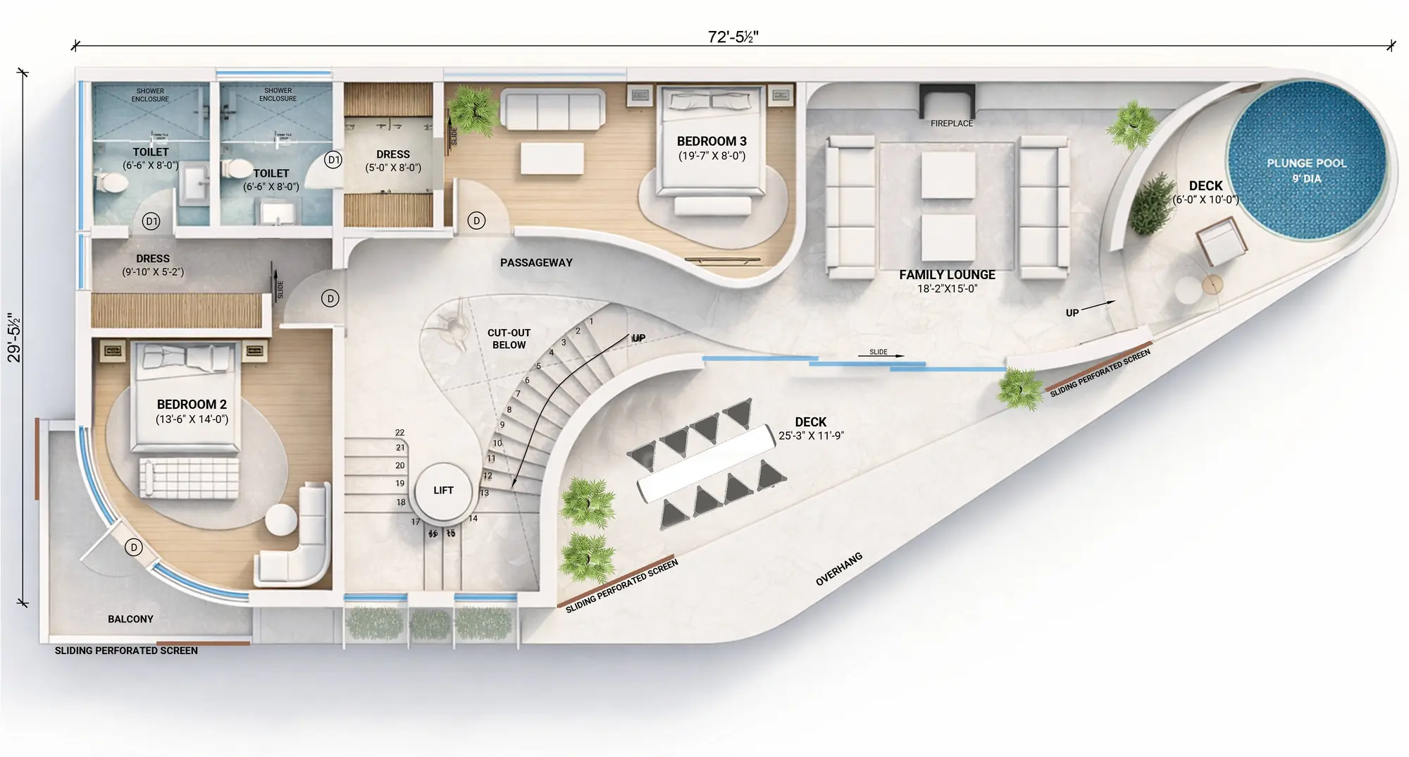 Villa Petra & Villa Cortina first floor plan