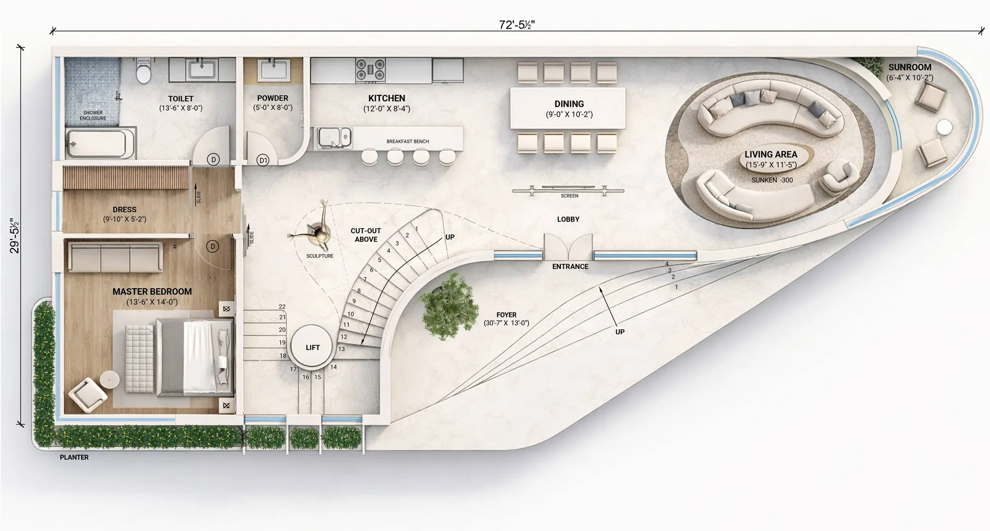 Villa Petra & Villa Cortina ground floor plan